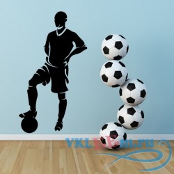 Декоративная наклейка Footballer With Ball Goal Striker Football Wall Stickers Sports Decor Art Decals