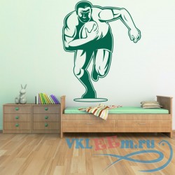 Декоративная наклейка Rugby Player Cartoon In Square Rugby Wall Stickers Gym Sport Decor Art Decals