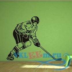 Декоративная наклейка Hockey Player And Stick Hockey Wall Stickers Stadium Gym Sport Decor Art Decals