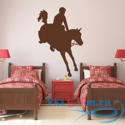 Декоративная наклейка Horse And Jockey Silhouette Wall Sticker Sport Wall Art
