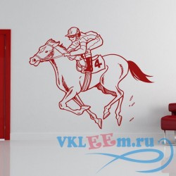 Декоративная наклейка Racing Horse With Jockey Farmyard Animals Wall Stickers Racing Decor Art Decals