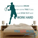 Декоративная наклейка Work Hard Tennis Sports Quotes Wall Sticker Home Art Decals Decor