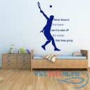 Декоративная наклейка Never Throw In The Towel Tennis Sports Quotes Wall Sticker Home Art Decals
