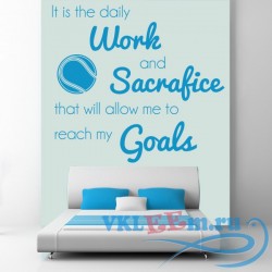 Декоративная наклейка Work &amp; Sacrifice Reach Goals Tennis Quotes Wall Sticker Sports Art Decals