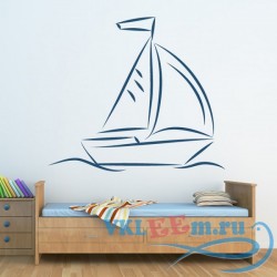 Декоративная наклейка нарисованный кораблик 