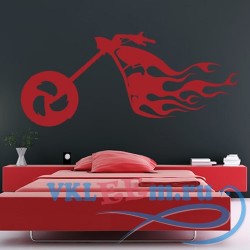 Декоративная наклейка мотоцикл в огне (призрачный гонщик)
