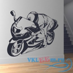 Декоративная наклейка мотоциклист  на скоросте