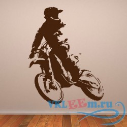 Декоративная наклейка гонщик на мотоцикле смотрящий назад