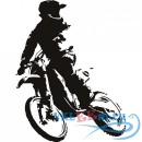 Декоративная наклейка гонщик на мотоцикле смотрящий назад