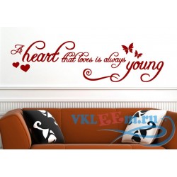 Декоративная наклейка Сердце, которое любит, всегда молодое фраза на англ