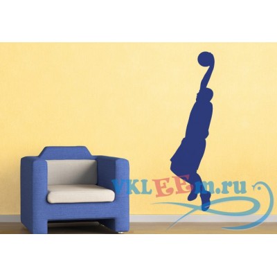 Декоративная наклейка Баскетболист прыжок к корзине 