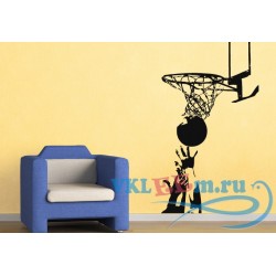 Декоративная наклейка баскетбольная корзина  с мячом 