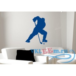 Декоративная наклейка хоккеист с клюшкой и шайбой