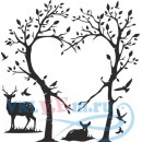 Декоративная наклейка ветки дерева в виде сердца с животными