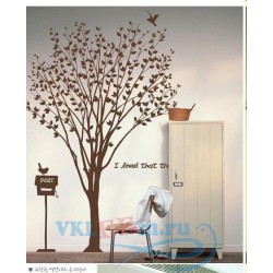 Декоративная наклейка почтовый ящик птицы и дерево