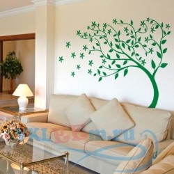 Декоративная наклейка дерево с листьями и звездочками