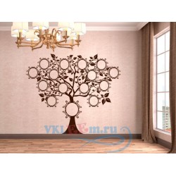 Декоративная наклейка дерево с круглыми рамками под фото