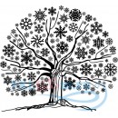 Декоративная наклейка объемное дерево в снежинках 