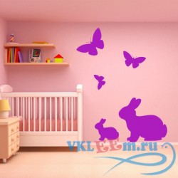 Декоративная наклейка Бабочки с кроликами