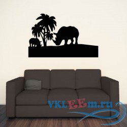 Декоративная наклейка Пейзаж с носорогами