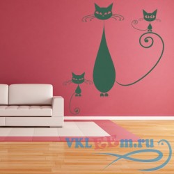 Декоративная наклейка Сиамская кошка с котятами