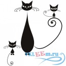 Декоративная наклейка Сиамская кошка с котятами