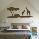 Декоративная наклейка семья жирафов на закате дня